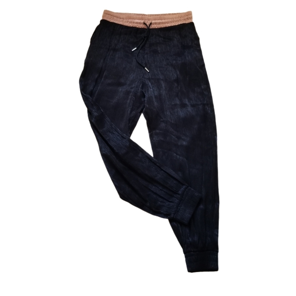 ZARA Pull-On Pockets Loose Fit/Joggers/Trousers Shimmery BLACK Pants